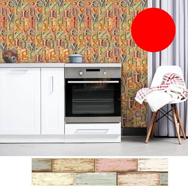 Amdohai 1PC Self Adhesive Wood Grain Retro Tile Stickers Waterproof PVC Removable Wall Stickers Decals DIY Wallpapers for Kitchen Bathroom Home Tidy Protection