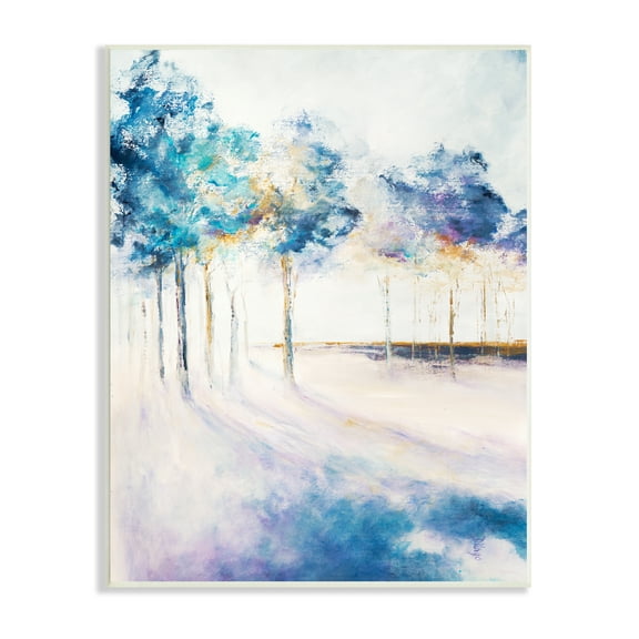 Stupell Industries Abstract Blue Tree Shadows in Forest Landscape Nature Painting Unframed Art Print Wall Art, 10 x 15