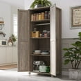 thumbnail image 3 of OKD Farmhouse 72'' Tall Storage Cabinet with 2 Barndoor & Adjustable Shelves,Rustic Armoire Cabinet with Hanging Rod for Kitchen,Bedroom,Bathroom,Light Rustic Oak, 3 of 8