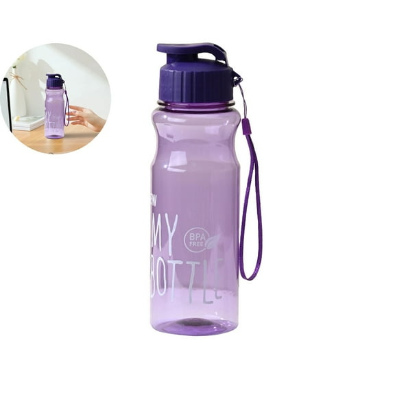 WNFJR 550ml Portable Solid Color Flip Water Bottle - Leak Proof Outdoor Plastic Cup with Strap, Large Capacity Camping & Sports Travel Mug - Reusable Drink Container