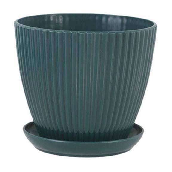Flower Pot Round Planters Succulents Plant Pot with Tray Office Desktop Balcony Home Garden Decoration Outdoor Potted 5 Sizes