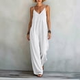 thumbnail image 6 of gakvbuo Summer Jumpsuits For Women Casual Dressy Wedding Camis Sleeveless Suspender Romper Solid Color Spaghetti Strap V-Neck Wide-Leg Pants, 6 of 6