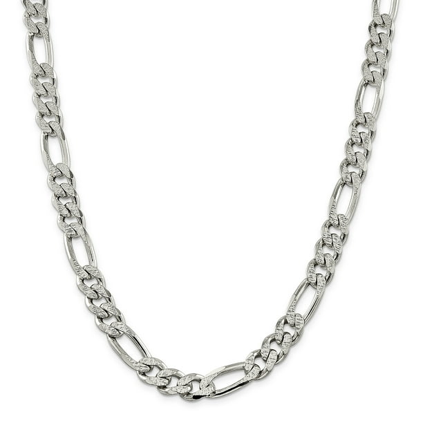 Necklaces Figaro - .925 Sterling Silver 10.5 MM Pave Flat Figaro Link ...