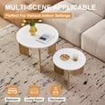 thumbnail image 4 of Set of 2 Round Nesting Coffee Tables, [Interchangeable Height] φ27.6 + φ19.7, Mid Century Modern Circle Side Table for Bedroom, Living Room, Office Studio, Apartment, White, 4 of 7