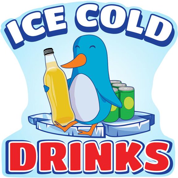 12 in. Ice Cold Drinks 2 Concession Decal Sign with Cart Trailer Stand Sticker Equipment