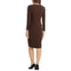 thumbnail image 3 of Vestido de trabajo ajustado de peplum para mujer INSPIRE CHIC, cuello redondo, de manga larga, cintura alta, midi, color marrón oscuro, talla L, 3 of 6