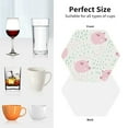 thumbnail image 6 of Picia Cute Pigs Printed Leather Coasters for Drinks, 4" Drink Coasters Set of 4 for Tabletop Protection, Handmade Luxurious Home Décor and Housewarming Gift -Hexagon, 6 of 6