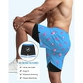 thumbnail image 4 of Ponceau Mens Trunks Mens Board Shorts Swimwear Mens Swim Trunks with Compression Liner Flamingo sky blue XL, 4 of 8