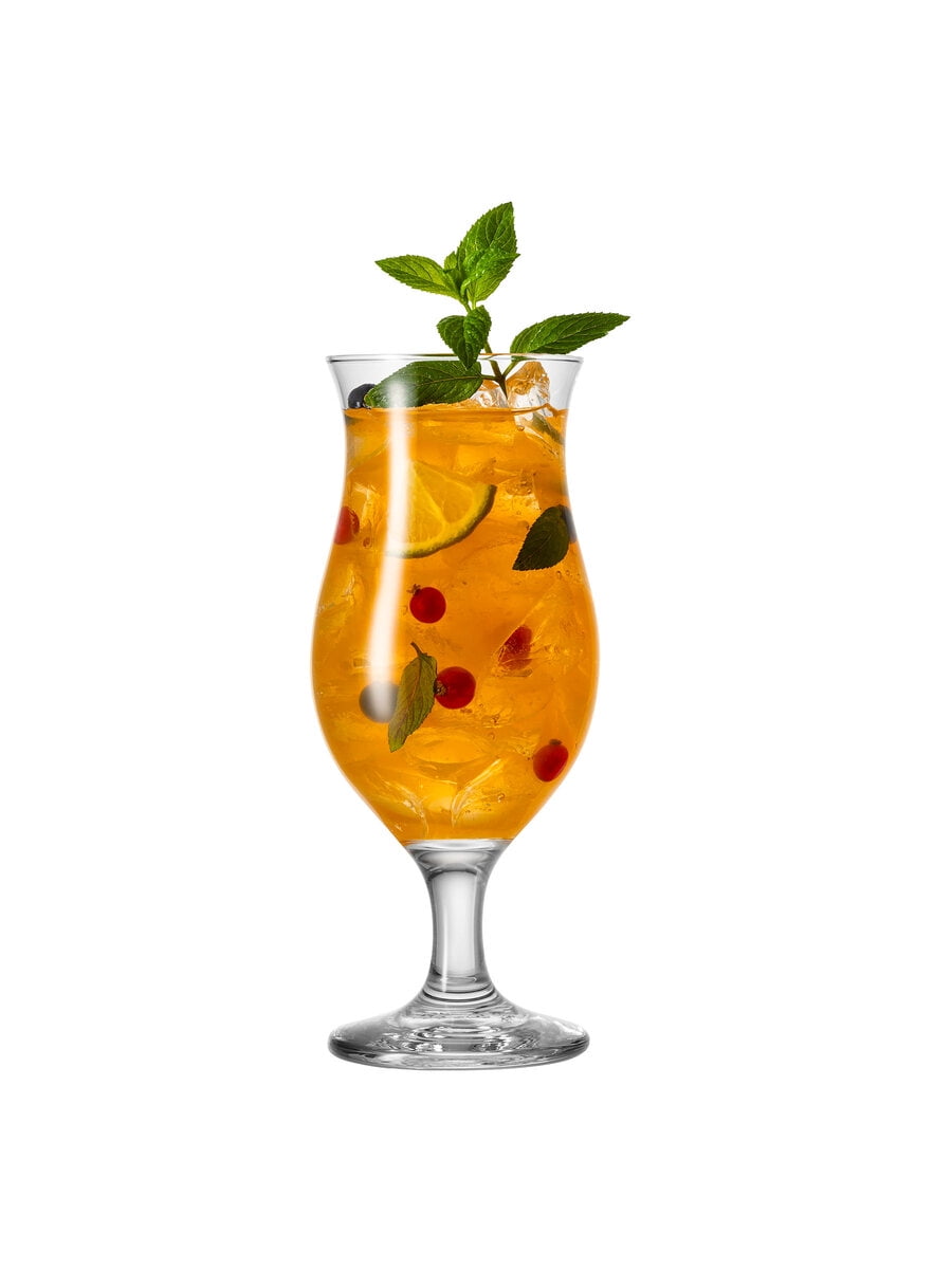 Juego De 6 Vasos Altos Para Cócteles - 420 Ml - Transparentes Con Fondo Amarillo - Incluye Cucharillas