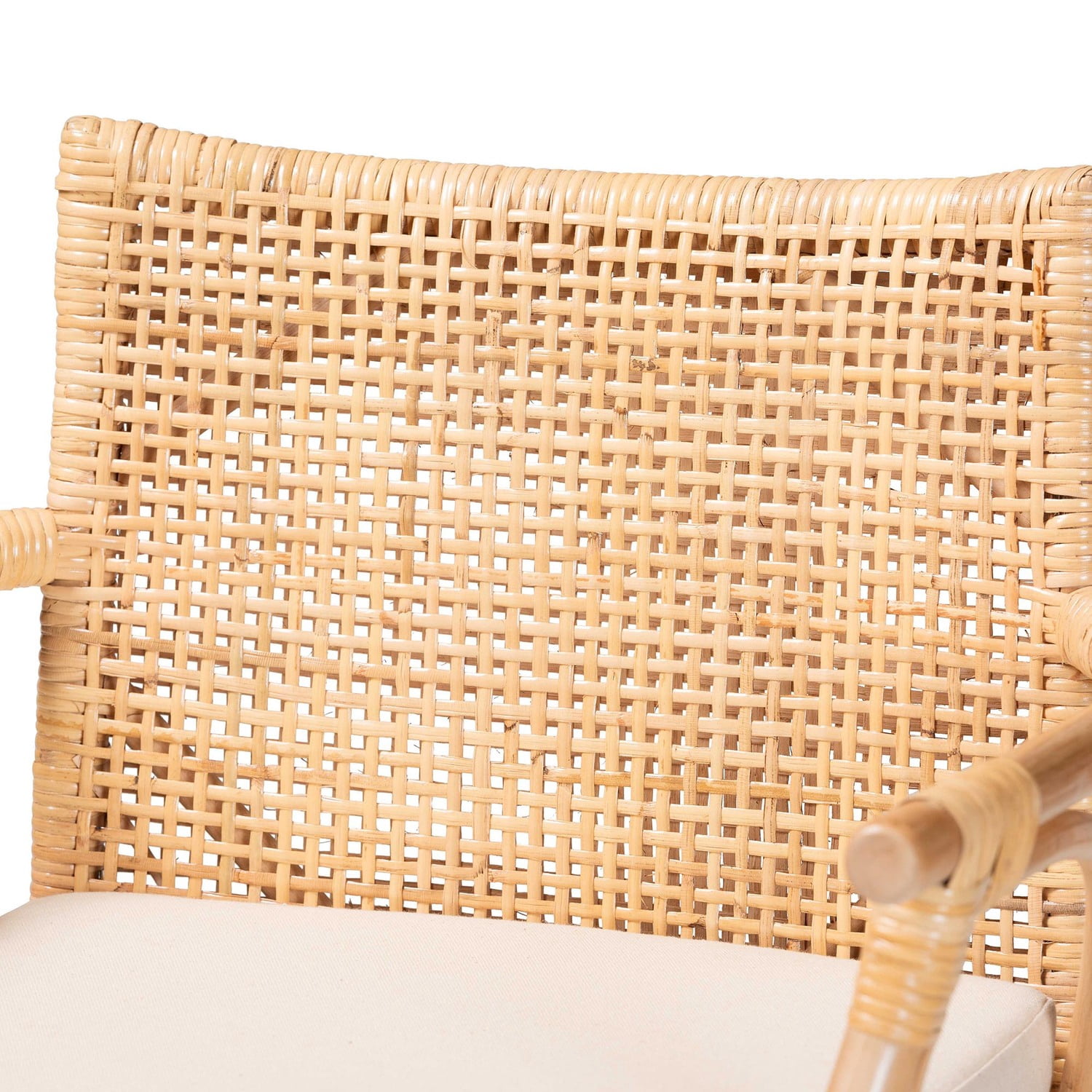 bali & pari Storsel Bohemian Natural Rattan and Teak Wood 2-Piece Bar Stool Set