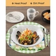 thumbnail image 3 of 13 Inch Round Placemats Set of 4, Green Plaid Easter Non Slip Heat Insulation PP Table Mats, Blue Truck Spring Floral Bunny Animals Washable Place Mats for Kitchen Dining Party Table Decor, 3 of 7