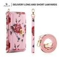 thumbnail image 5 of ELEHOLD Multi-Functional Wallet Case for Samsung Galaxy S24 Ultra Large Capacity 14 Card Slots Magnetic Detachable Phone Case with Wristband Shoulder Strap Luxury Flower Purse Phone Bag,Pink, 5 of 8