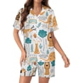 thumbnail image 1 of PRIYAL Vector Seamless Cute Animal Silk Women Pajama Set Short Sleeve Comfy Pjs Sets 2 Piece Lounge Set, 1 of 6