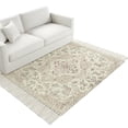 thumbnail image 2 of Living Room Area Rug 4'x 6', Beige Boho Washable Large Carpet with Tassels, Vintage Ethnic Floral Abstract Geometric Farmhouse Low-Profile Carpet Mat for Bedroom, Kitchen, Home Decor, 2 of 9