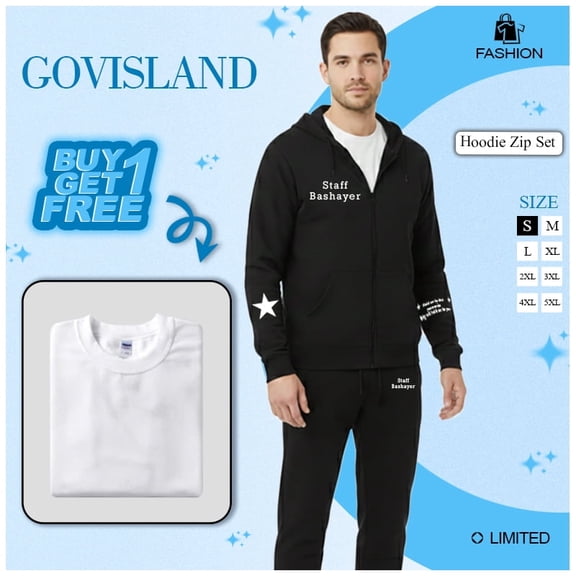 Senior 2026 Graduation Outfit Set, Unisex Zip Up Hoodie and Sweatpants, Star Design, Soft Fleece Tracksuit, Black
