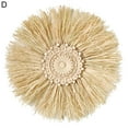 thumbnail image 2 of Visland Round Woven Raffith Straw Hanging Pendant Wall Ornaments Moroccan Wood Beads Carved Crafts Homestay Home Decor, 2 of 5