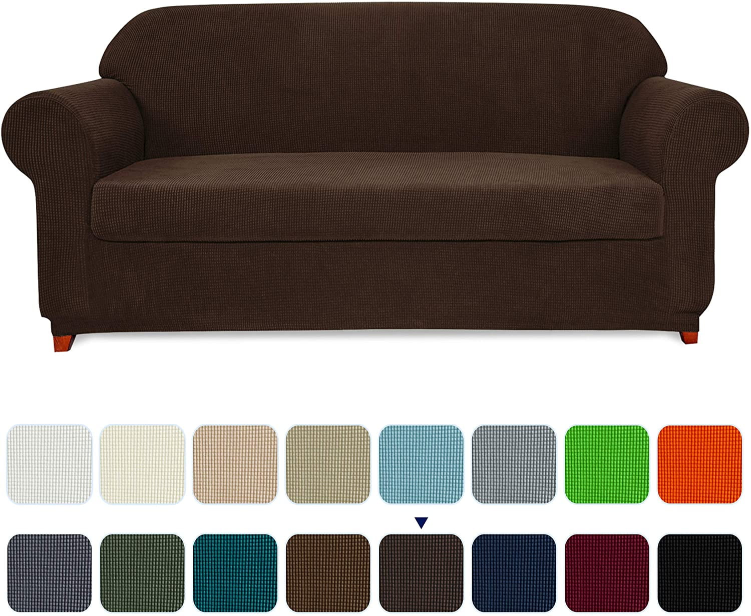 Subrtex Stretch Sofa Slipcover 2-Piece Non-slip Soft Fitted Sofa Couch ...
