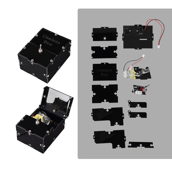 Useless Box, Mini Funny Toy Unique Gifts Useless Box Useless Stuff DIY Parts Kit Automatic Box Leave Me Alone Black
