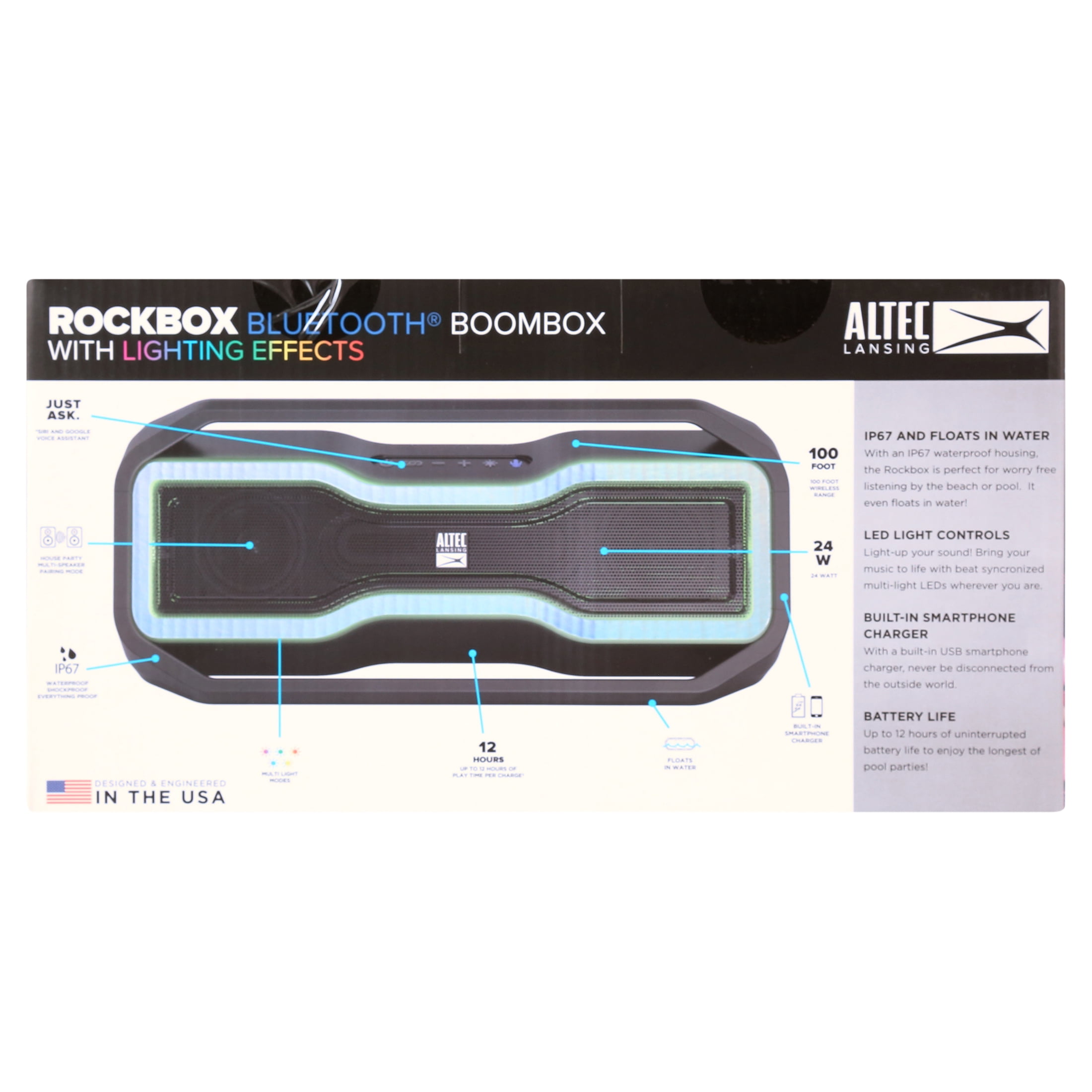 Altec Lansing Rockbox Waterproof Bluetooth Wireless Speaker