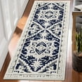 thumbnail image 2 of Hasoo Runner Rug 2x8 Rug for Living Room Shag Rug Vintage Boho High Low Pile Medallion Throw Rugs, Navy, 2 of 7