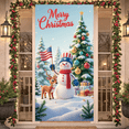 thumbnail image 3 of Decorative Design Merry Christmas Banner Festive Decoration Snowman Scene Christmas Tree Snowflakes for Holiday Party Indoor Celebration Winter Decor, 3 of 9