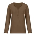 thumbnail image 5 of Azrian Prime Day Today,Women's Solid Color V-Neck Button Causal Long Sleeve Tops Blouse Loose, 5 of 6