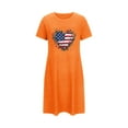 thumbnail image 5 of Mrat Women Sleepwear Women's Oversized Short Nightgown Fashion American Flag Patriotic Print Short Sleeve Nightdress S-111 Orange S, 5 of 7