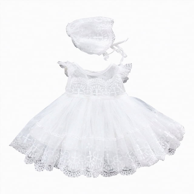 NIEWTR Robe de Décoration en Dentelle pour Bébé Fille, Robe de Réception Formelle pour Mariage (Blanc, 3-6 Mois)