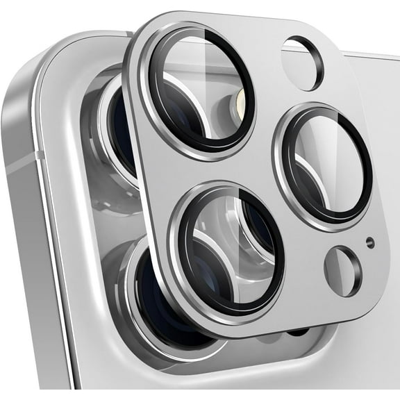 for iPhone 15 Pro/iPhone 15 Pro Max Camera Lens Protector, [1:1 Perfect Fit] Matte Metal Anti Scratch Tempered Glass Camera Screen Protector Accessories, Case Friendly (Silver Titanium)
