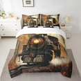 thumbnail image 2 of Train Bedding Set Retro Steam Engine Twin Comforter Set 7 Piece Railway Track Transport Bed In A Bag With Sheets Teen Men,Autumn Fallen Leaves Bed Set, 2 of 5