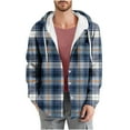 thumbnail image 1 of WRKEKC Mens Plaid Jacket Printed Button Drawstring Pockets Long Sleeve Hooded Casual Sweatshirt Jacket Outerwear for Men, 1 of 5