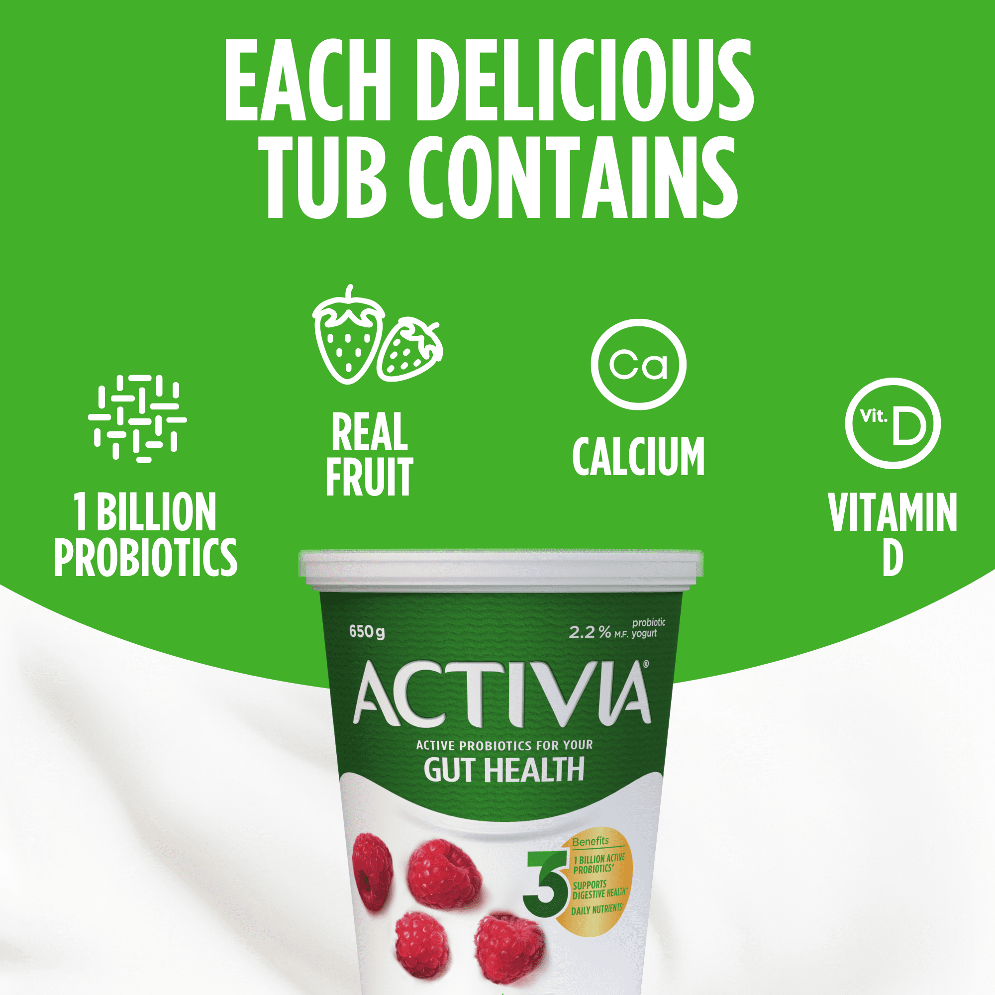 Activia Probiotic Yogurt, Raspberry, 650 g