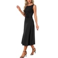 thumbnail image 4 of INSPIRE CHIC Women's Dressy Formal Dress Sleeveless Ruched High Waist A-Line Work Dresses S Black, 4 of 5