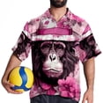 thumbnail image 4 of Pink Monkey Gorilla Men's Casual Printed Button Down Short Sleeve Beach Shirts, 4 of 6