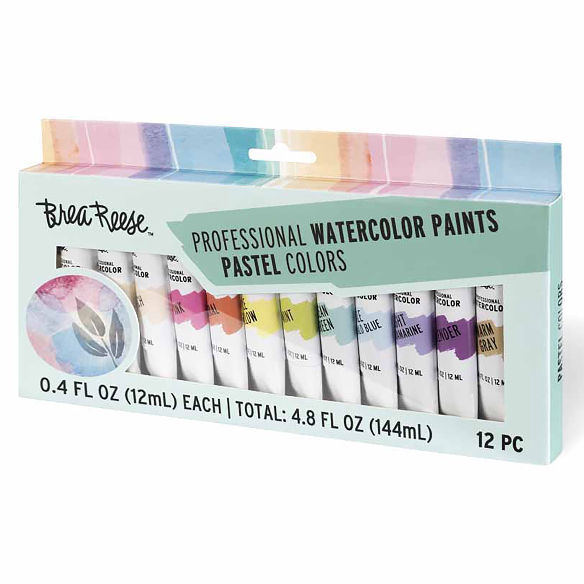 Brea Reese: Professional Watercolor Paint Set - Pastels - 12 Tubes - Soft Muted Hues, Matte Finish, Acid-Free & Non-Toxic, Adult Art Supplies