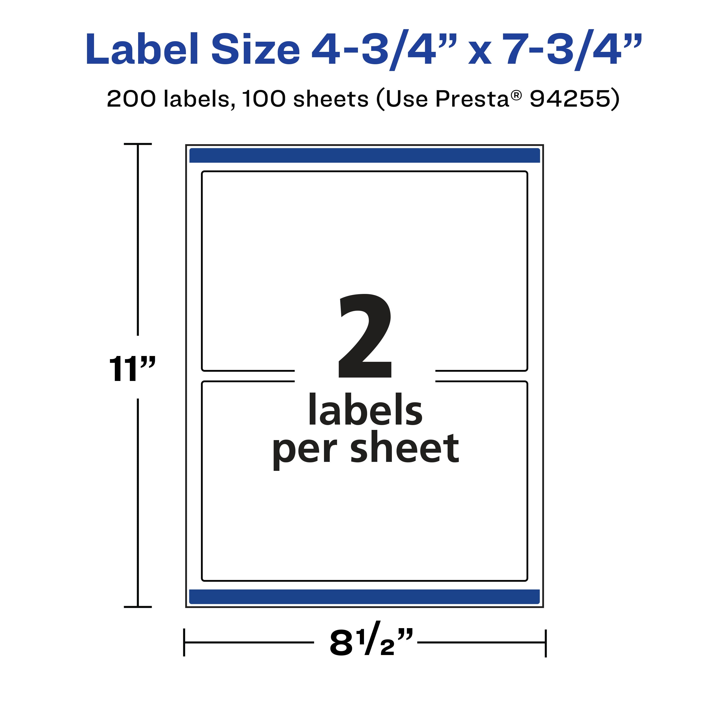 Avery Glossy Clear Rectangle Labels, 4.75" x 7.75", 200 Labels