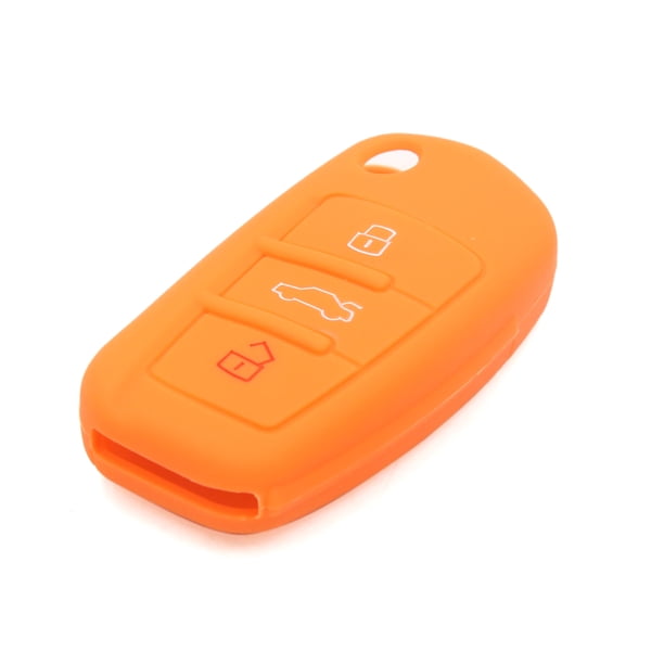 3 Botones Funda Protector de Llave de Coche de Silicona con Color Naranja