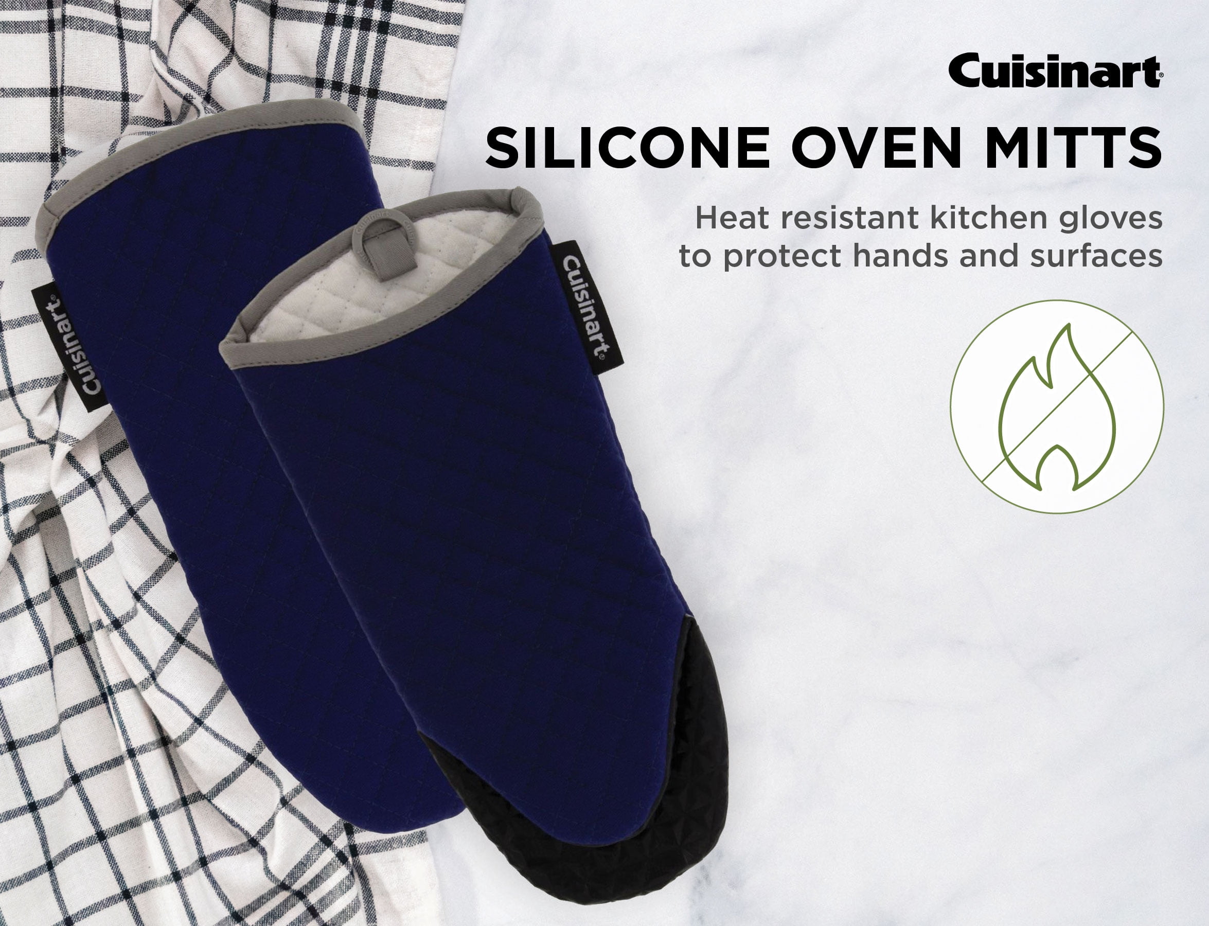 Cuisinart Silicone Oven Mitts / Gloves - Heat Resistant up to 500 F, Handle  Hot Oven / Cooking Items Safely - Soft Insulated Deep Pockets, Non-Slip  Grip and Convenient Hanging Loop 