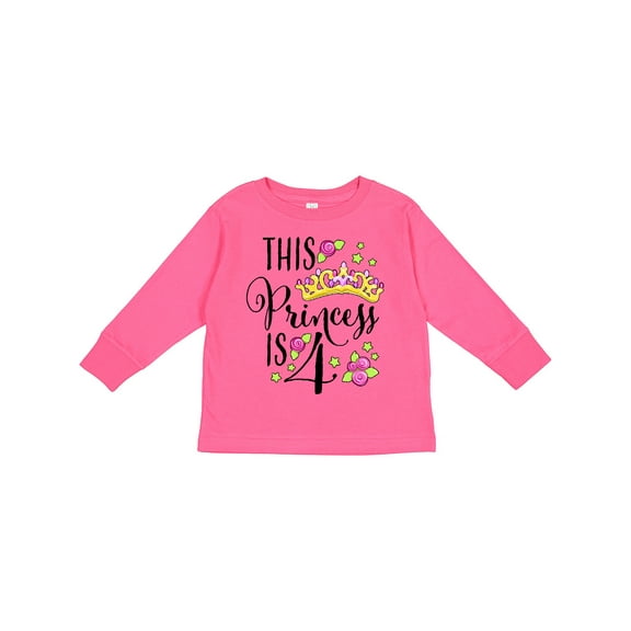 Inktastic This Princess is Four 4th Birthday Girls Long Sleeve Toddler T-Shirt