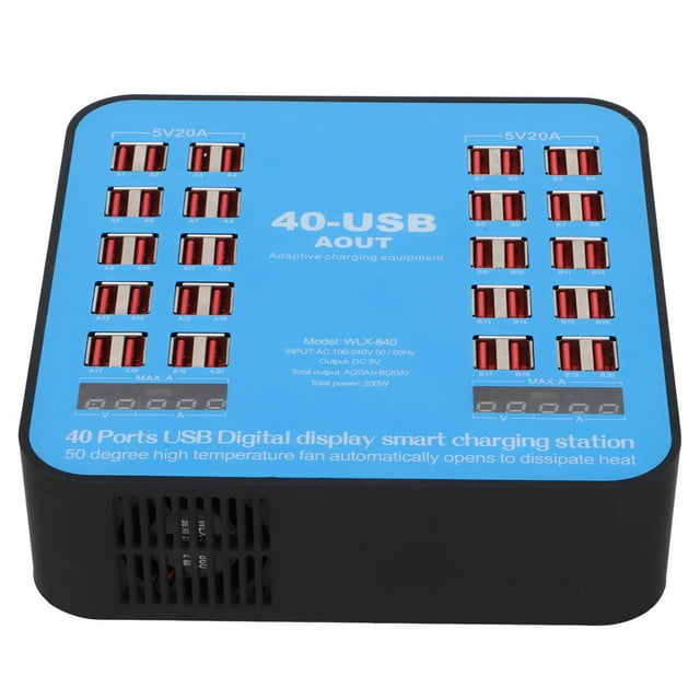 Base de Charge, Station de Charge USB Multiple Puce Intelligente Adaptative Universelle 200W avec Écran LCD pour Cellulaire Prise EU, Prise UK, Prise US, Prise au