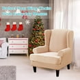 thumbnail image 2 of CJC Velvet Wingback Chair Sofa Slipcover 2 Pieces Plush Wing Chair Covers Arm Chair Cover Furniture Protector, 10 Colors, 2 of 9
