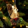 thumbnail image 4 of 1 Pc Woodland Animal Xmas Ornament Sisal Straw Rustic, Classic Farmhouse Sisal Straw Friends Animal Figurine with Pinecone Berry, Neutral Rustic Forest Hanging Accessory, Trees, Wreaths, 2D, 4 of 6