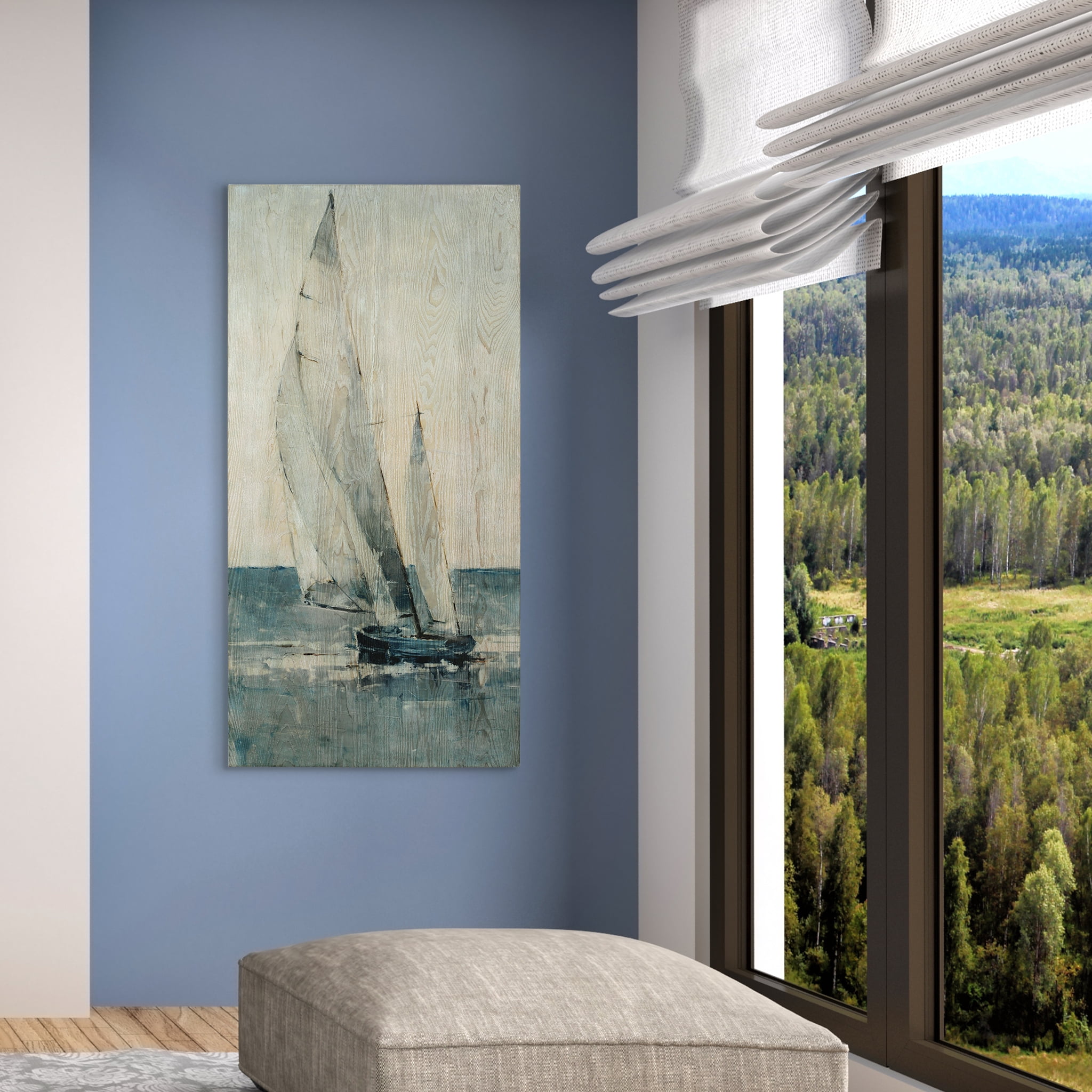 Empire Art Direct Grey Seas I Fine Giclee Printed Directly on Hand Finished Ash Wood Wall Art, 48" x 24", Ready to Hang