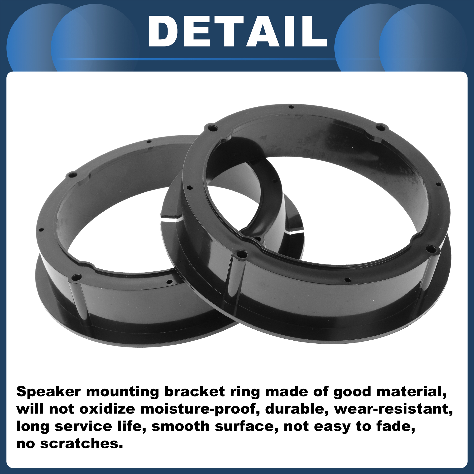 Unique Bargains Speaker Spacer Ring for 6.5 for Volkswagen CC 2009-2015 ABS Black
