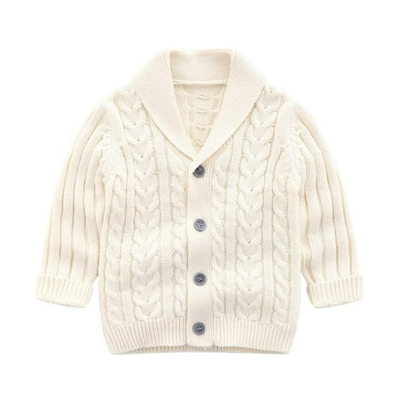 

Infant Baby Boys Cardigan Crochet Sweater V-Neck，Toddler Knit Button up Knitted Sweatshirt