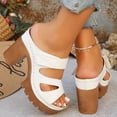 thumbnail image 3 of Slides for Women Comfy Orthopedic Heeled Sandals Peep Toe Hook and Loop Slip on Backless Heels Platform Lug Sole Pumps Shoes White Size 9, 3 of 6