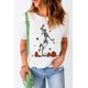 thumbnail image 1 of ABPHQTO Camiseta blanca con gráfico Walking Skeleton Fall Vibe para mujer, 1 of 5