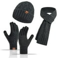 thumbnail image 2 of SuTry Unisex Casual Winter Warm Sets Knitted Hats Scarves Gloves Solid Color Ideal for Cold Weather Keeping Warm Cozy During Winter(Dark Gray,Free Size), 2 of 3