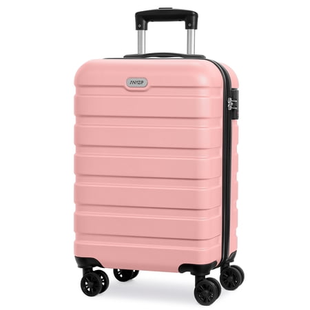 Luggage PC ABS Hardside Lightweight Suitcase with 4 Universal Wheels TSA Lock Checked Pink
