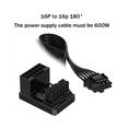 thumbnail image 3 of Tarjeta gráfica PCIE5.0 ATX3.0 Fuente de alimentación 12VHPWR 12+4 16P 600W Conector adaptador macho a hembra de 180 grados Plateado, 3 of 7
